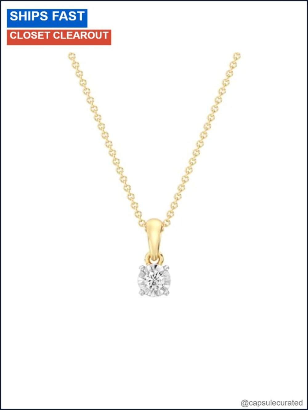 Lab-Grown Diamond Solitaire Pendant Necklace Sterling Silver 18in